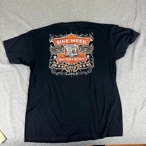 Hot Leathers T-Shirt Men's XL Black Graphic Daytona Beach 2013 Bike Week Vintage